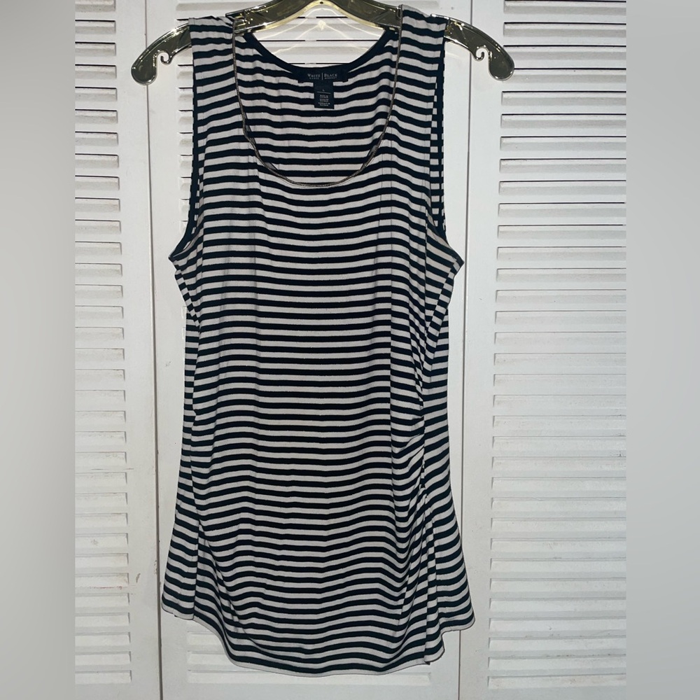 White House Black Market Tank Top Size Large Women’s Striped Black White